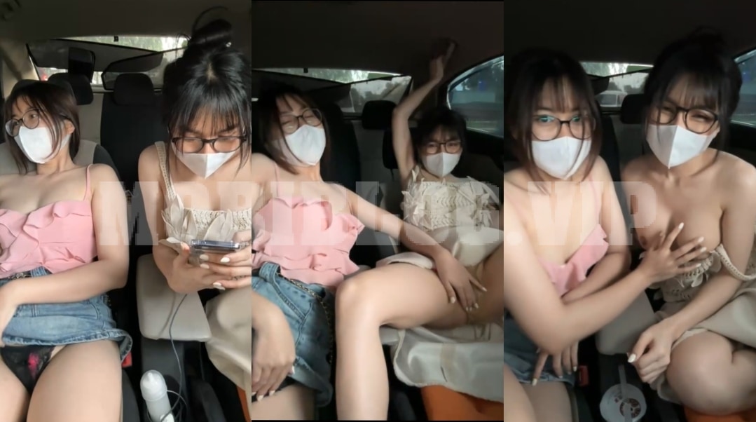 Chị em thân thiết bóp vú xoa lồn cho nhau trên ôtô